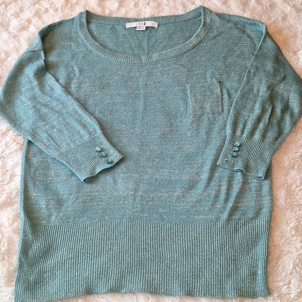 Pre-owned Mint Green Sparkling XXI Large Sweater